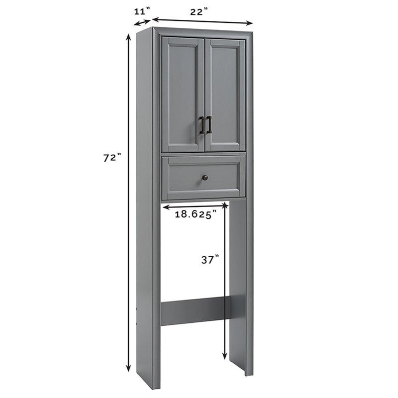 Crosley Furniture Tara Wood Classic Spacesaver in Vintage Gray/Black