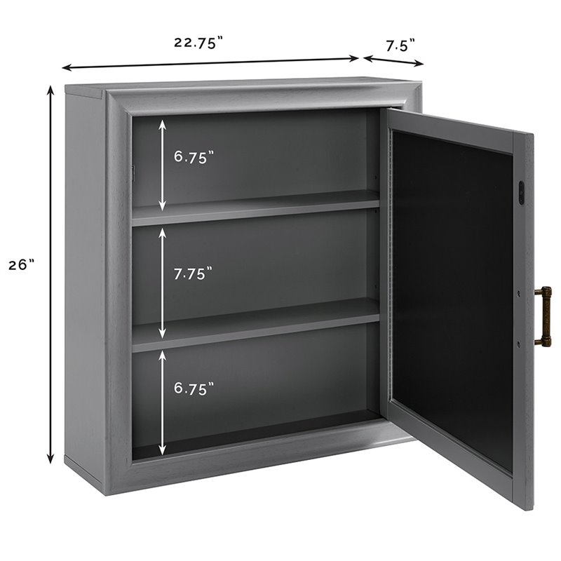 Crosley Tara Mirror Medicine Cabinet in Vintage Gray