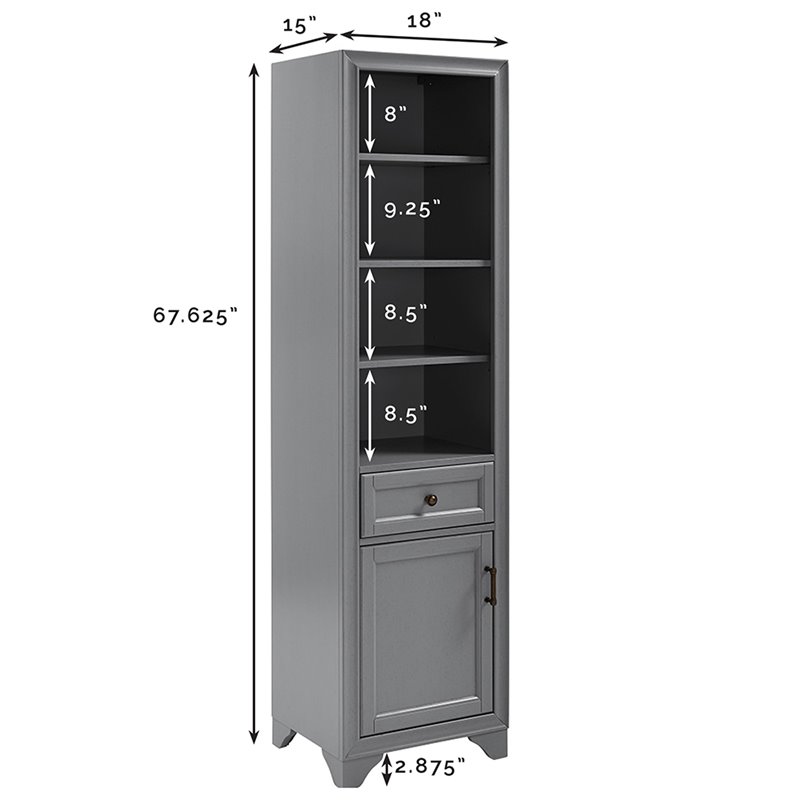 Crosley Furniture Tara Wood Classic Linen Cabinet in Vintage Gray