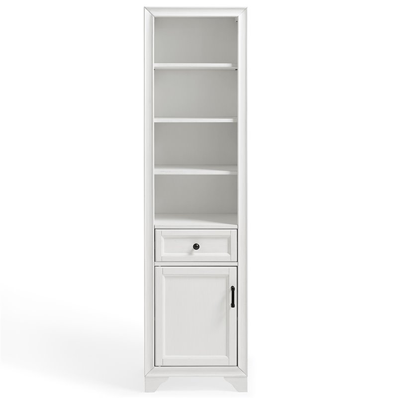 Crosley Furniture Tara Wood Classic Linen Cabinet in Vintage White/Black