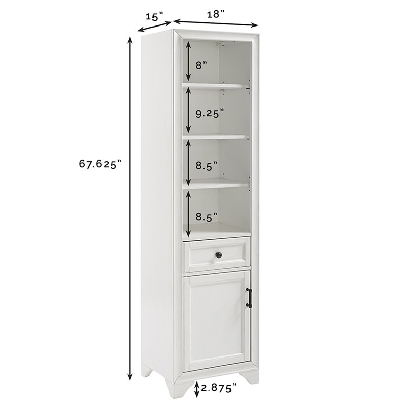 Crosley Furniture Tara Wood Classic Linen Cabinet in Vintage White/Black