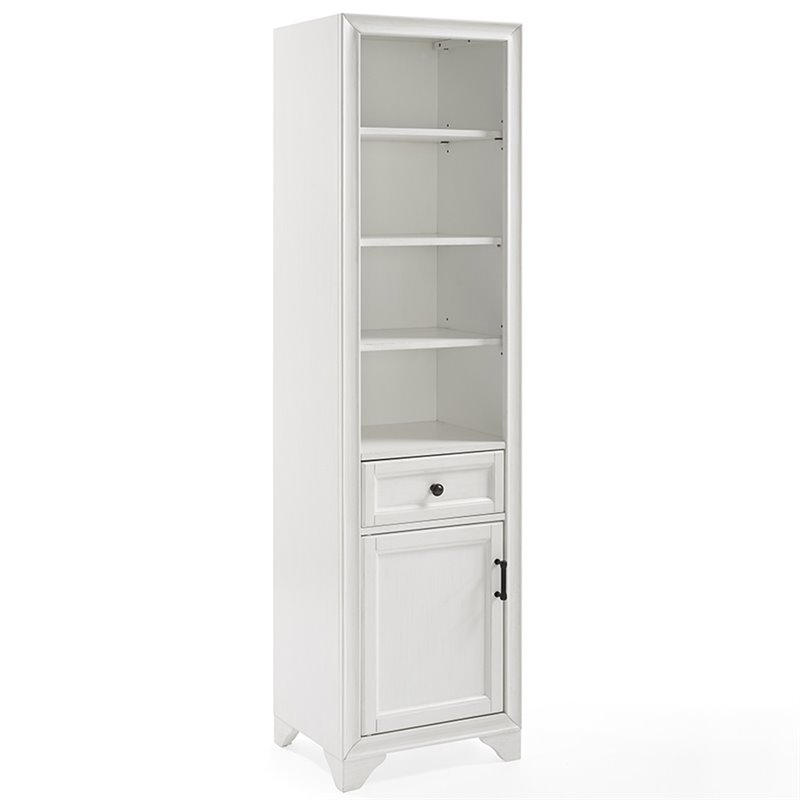 Crosley Furniture Tara Wood Classic Linen Cabinet in Vintage White/Black