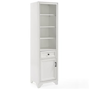 Crosley Furniture Tara Wood Classic Linen Cabinet in Vintage White/Black