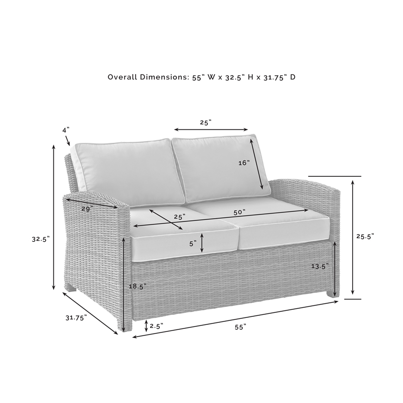 Crosley Furniture Bradenton 3-Piece Metal & Fabric Patio Sofa Set in Brown/Navy
