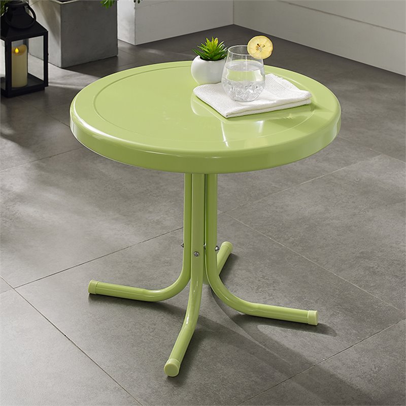 Crosley Furniture Retro Metal Patio End Table in Key Lime Gloss