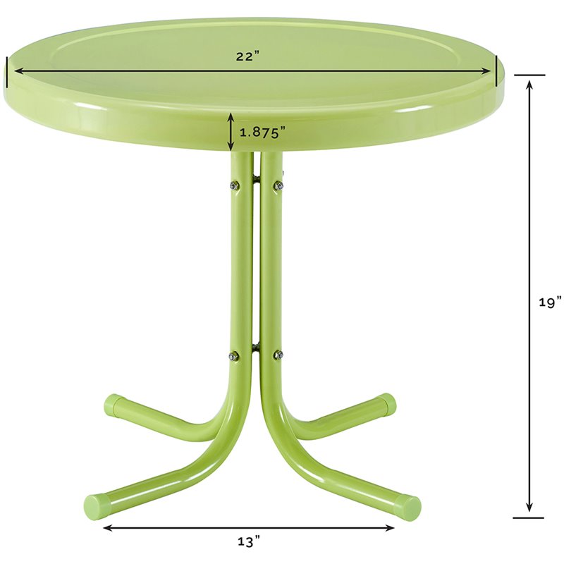 Crosley Furniture Retro Metal Patio End Table in Key Lime Gloss