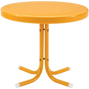 Crosley Furniture Retro Metal Patio End Table in Tangerine Gloss