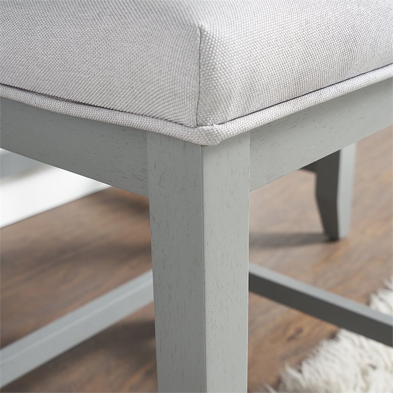 Crosley Furniture Vista Wood Linen Vanity Stool in Dove Gray/Cream