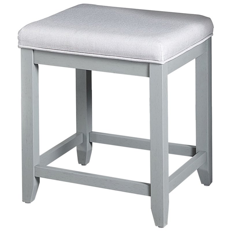 Crosley Furniture Vista Wood Linen Vanity Stool in Dove Gray/Cream