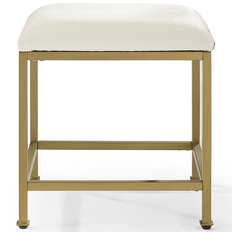 Crosley Furniture Aimee Metal Vanity Stool in Soft Gold/Oatmeal