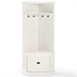 Crosley Furniture Seaside 4 Hook Wood Corner Hall Tree in Distressed White