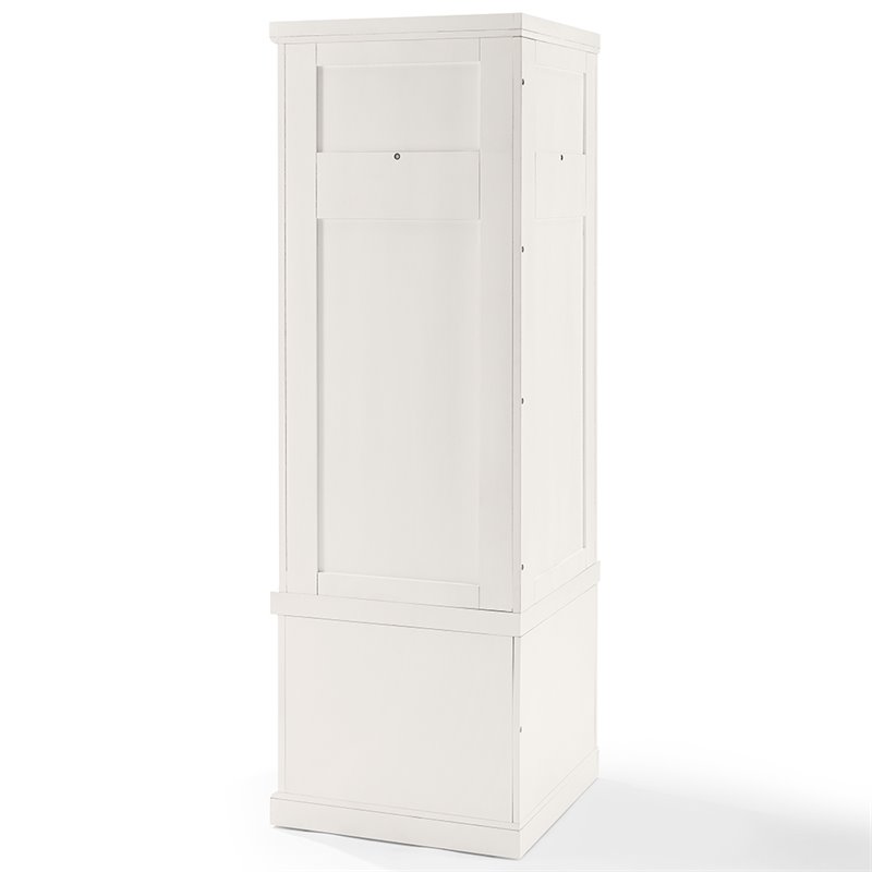 Crosley Furniture Seaside 4 Hook Wood Corner Hall Tree in Distressed White