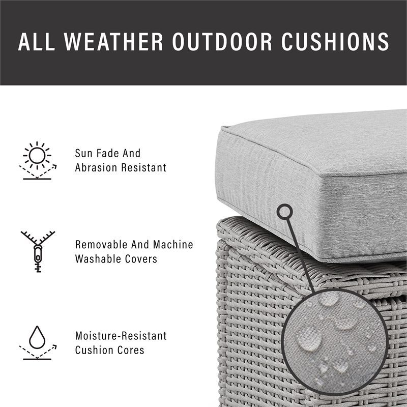 Crosley Bradenton Wicker Patio Corner Chair in Gray