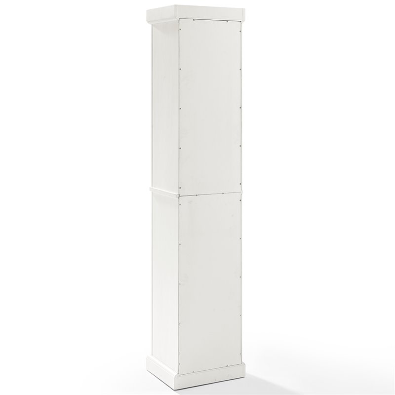 Crosley Furniture Seaside 2 Drawer Wood Linen Cabinet in Distressed White