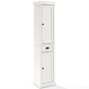 Crosley Furniture Seaside 2 Drawer Wood Linen Cabinet in Distressed White
