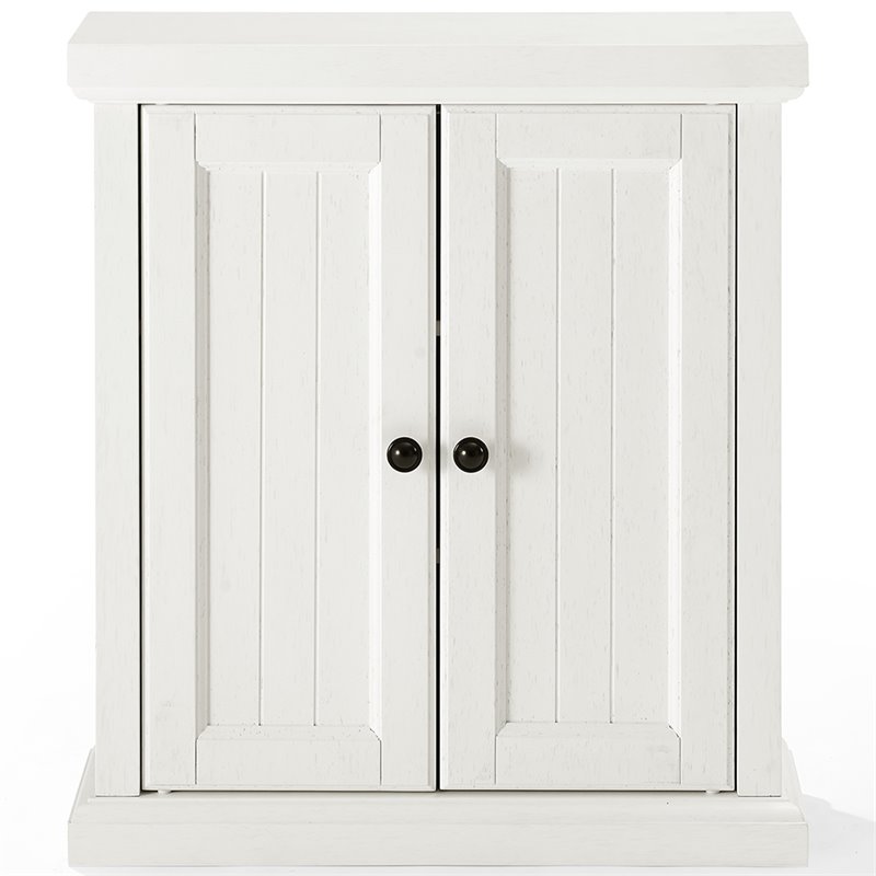 Crosley Furniture Seaside Wood 2 Door Medicine Cabinet in Distressed White