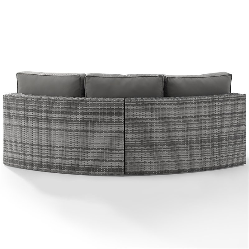 Crosley Catalina Outdoor Wicker Curved Patio Sectional Sofa in Gray