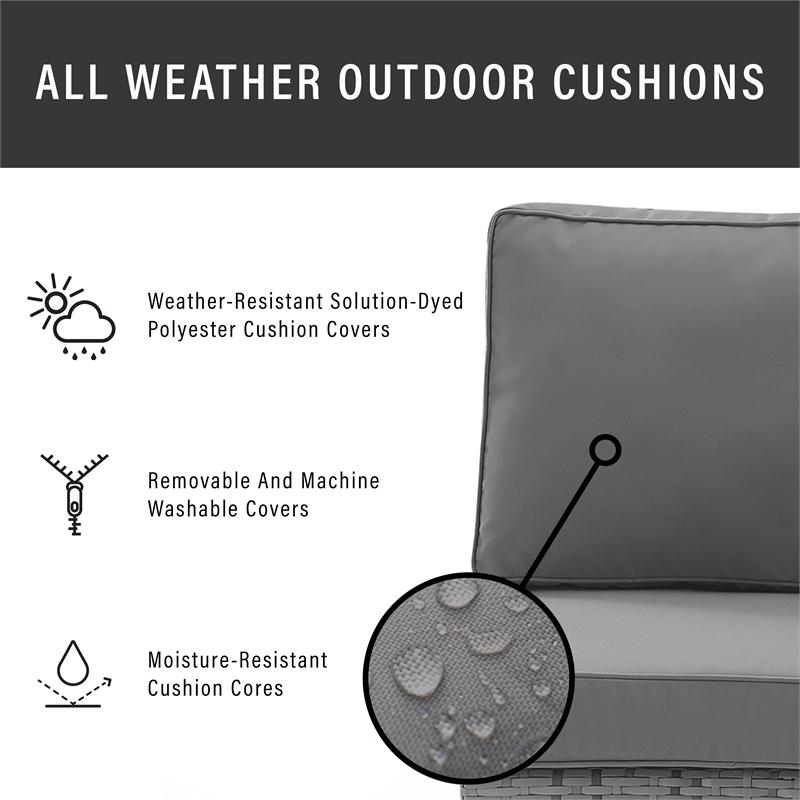 Crosley Catalina Outdoor Wicker Curved Patio Sectional Sofa in Gray