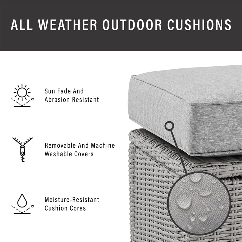 Crosley Bradenton Wicker Patio Loveseat in Gray