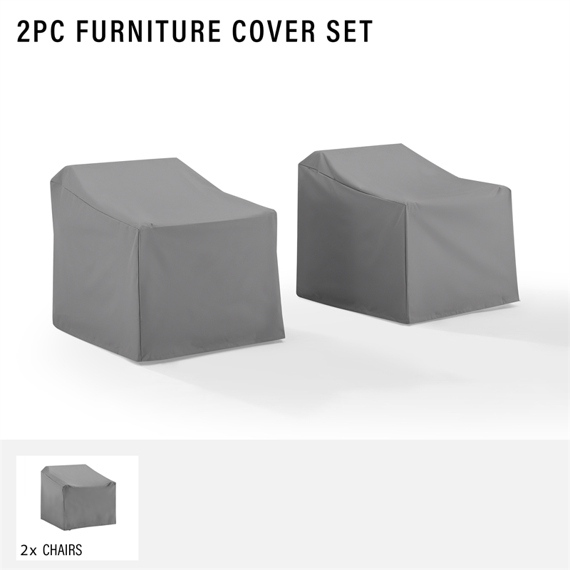 Crosley Furniture Patio Vinyl Chair Cover in Gray (Set of 2)