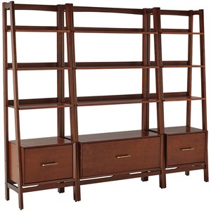 Crosley Furniture Landon 3 Piece Wood 4 Shelf Etagere Bookcase Set in Mahogany