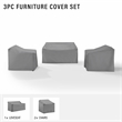 Crosley Furniture 3 Piece Patio Vinyl Loveseat Cover Set in Gray