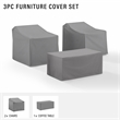 Crosley Furniture 3 Piece Patio Vinyl Conversation Cover Set in Gray