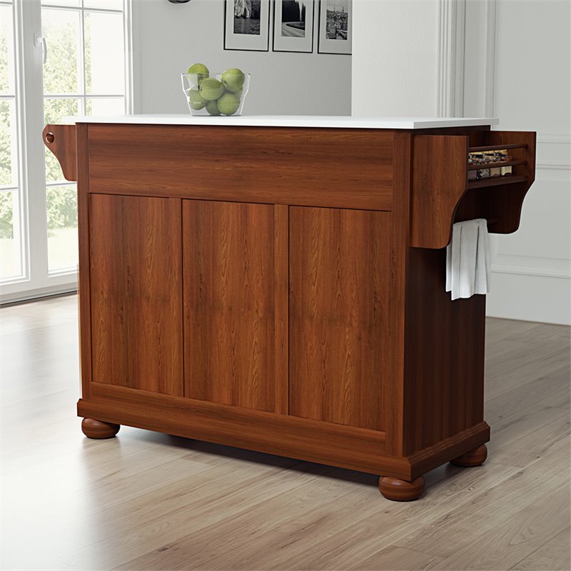 Crosley Furniture Alexandria Wood Granite Top Kitchen Island in Cherry
