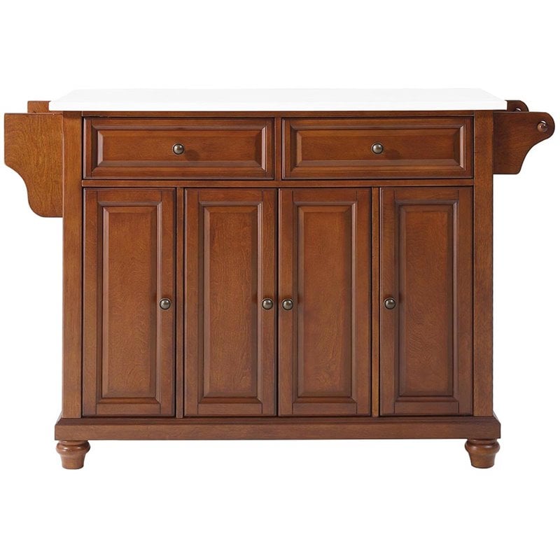 Crosley Furniture Cambridge Wood Granite Top Kitchen Island in Cherry