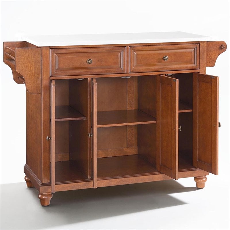 Crosley Furniture Cambridge Wood Granite Top Kitchen Island in Cherry