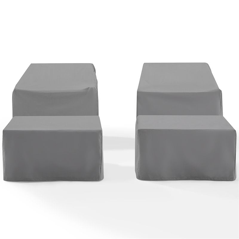 Crosley Furniture 4 Piece Patio Vinyl Conversation Cover Set in Gray