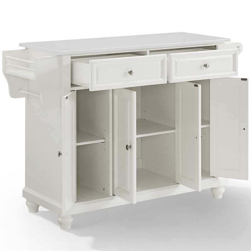 Crosley Furniture Cambridge Wood Granite Top Kitchen Island in White