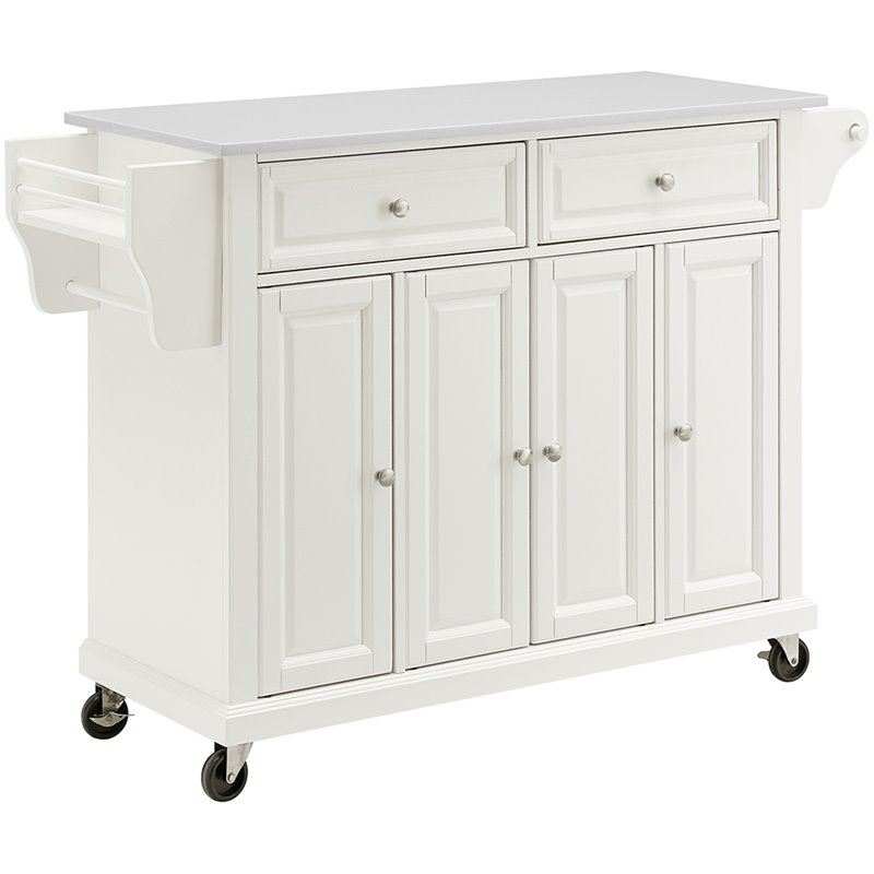 Crosley Furniture MDF Wood Granite Top Kitchen Cart in White