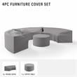 Crosley Furniture Catalina 4Pc Vinyl Curved Sectional Sofa Cover Set in Gray