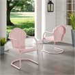 Crosley Furniture Tulip Metal Patio Chair in Pastel Pink (Set of 2)