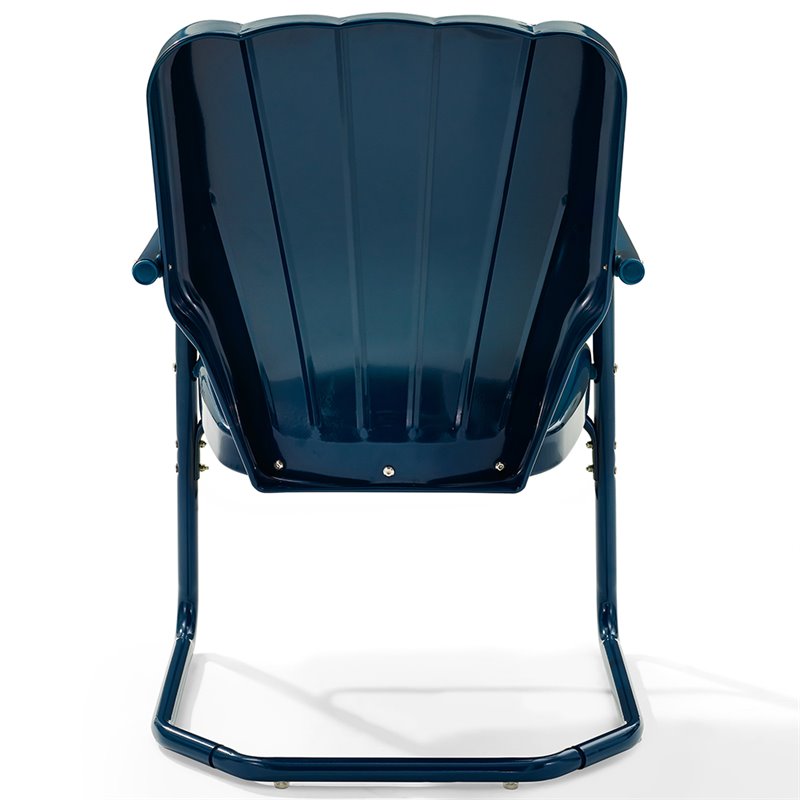 Crosley Furniture Ridgeland Metal Patio Chair in Navy (Set of 2)