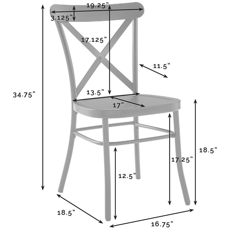 Crosley Furniture Camille Metal Dining Side Chair in Matte Black (Set of 2)