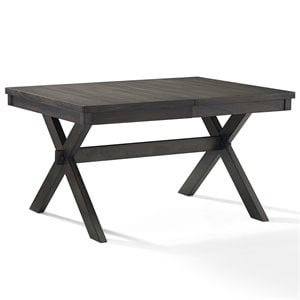 Crosley Furniture Hayden Wood Butterfly Leaf Trestle Dining Table in Slate