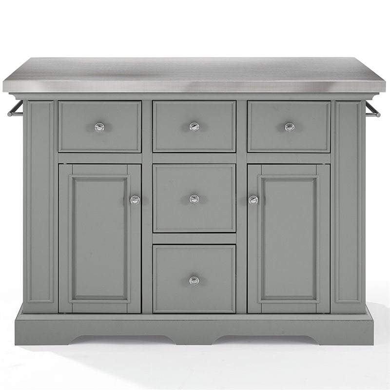Crosley Furniture Julia MDF Wood/Birch Veneer Top Kitchen Island in Gray