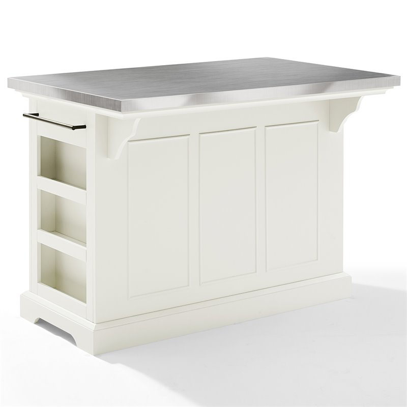 Crosley Furniture Julia Stainless Steel Metal Top Kitchen Island in White
