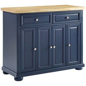 Crosley Furniture Madison Wood Top Kitchen Island in Navy/Natural