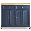 Crosley Furniture Madison Wood Top Kitchen Cart in Navy/Natural