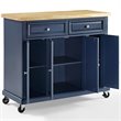 Crosley Furniture Madison Wood Top Kitchen Cart in Navy/Natural