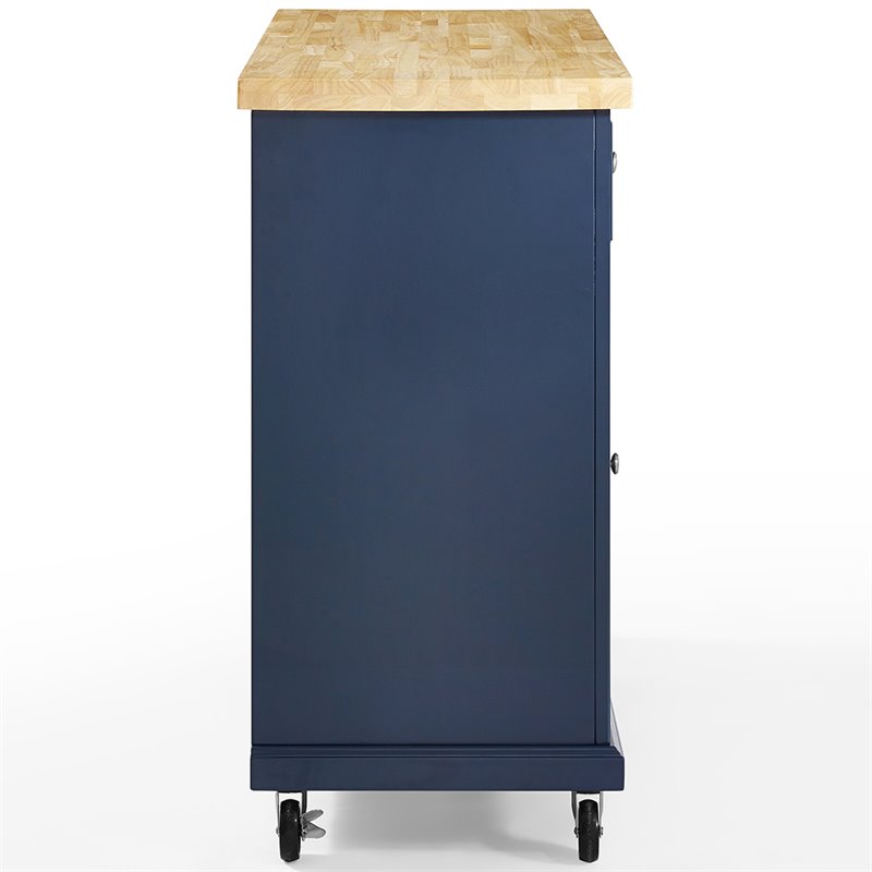 Crosley Furniture Madison Wood Top Kitchen Cart in Navy/Natural