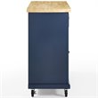 Crosley Furniture Madison Wood Top Kitchen Cart in Navy/Natural