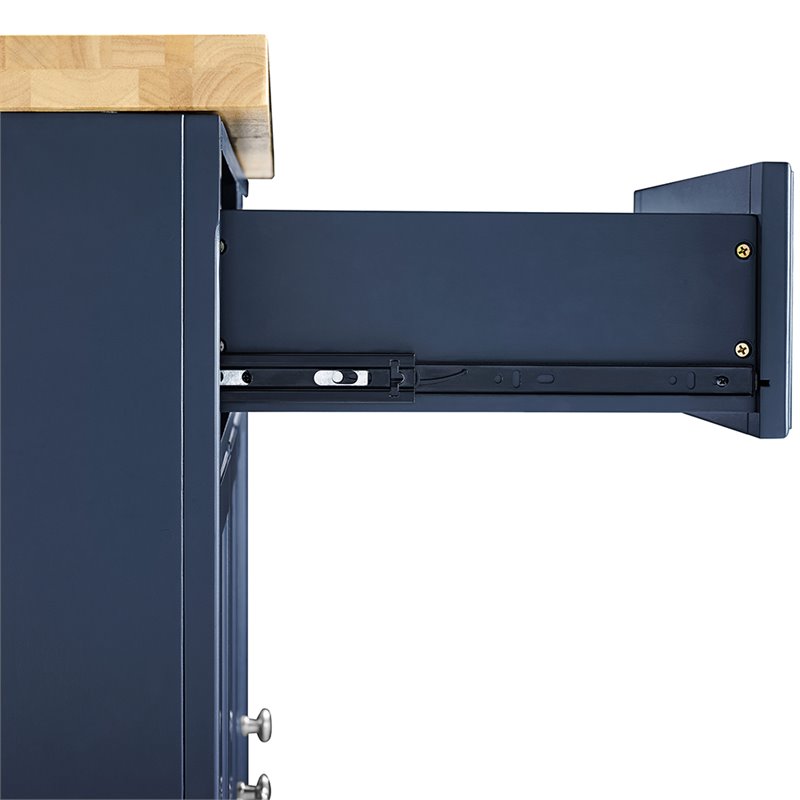 Crosley Furniture Madison Wood Top Kitchen Cart in Navy/Natural