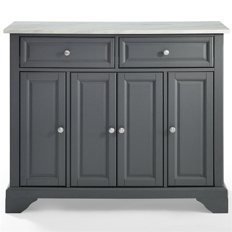 Crosley Furniture Wood/Faux Marble Top Kitchen Island in Gray