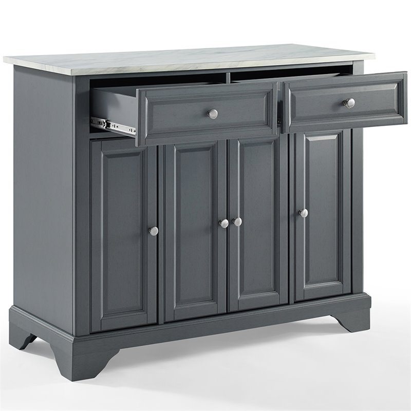 Crosley Furniture Wood/Faux Marble Top Kitchen Island in Gray
