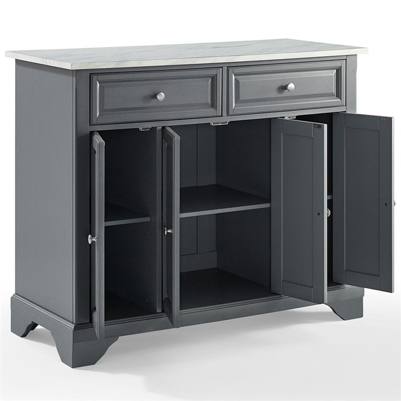 Crosley Furniture Wood/Faux Marble Top Kitchen Island in Gray
