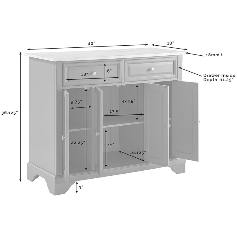 Crosley Furniture Wood/Faux Marble Top Kitchen Island in Gray